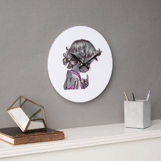 Redondo Grande Reloj del Chica Curly Hair