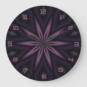 Redondo Grande Reloj del ciruelo y del diseño del negro