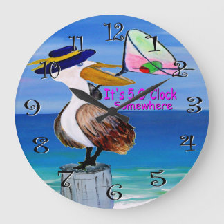 Redondo Grande reloj del cóctel del pelícano