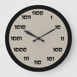 Redondo Grande Reloj del código binario