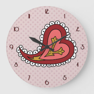 Redondo Grande Reloj del corazón de Paisley