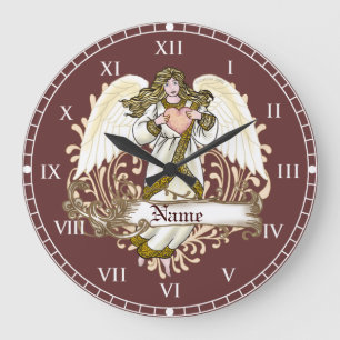 Redondo Grande Reloj del corazón del Ángel de Oro