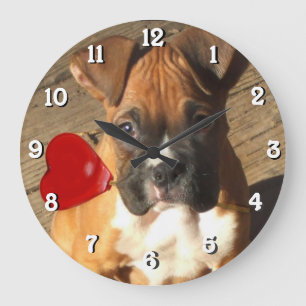 Redondo Grande reloj del cuadrado del perro del boxeador