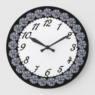 Redondo Grande Reloj del diamante con números