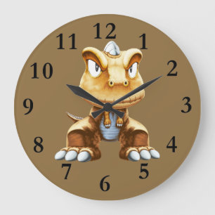 Redondo Grande Reloj del dinosaurio del dibujo animado