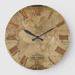 Redondo Grande Reloj del Diseñador de Historias Vintage de Mapa d