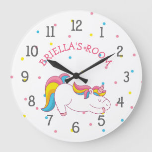 Redondo Grande Reloj del dormitorio del unicornio el dormir con