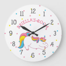 Reloj del dormitorio uniicornio durmiente con nomb