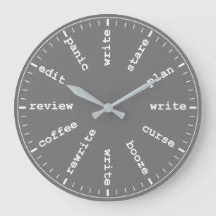 Redondo Grande Reloj del escritor - Chiste de escritura caprichos