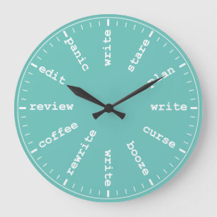 Redondo Grande Reloj del escritor - Humor cómico de escritura en 