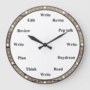 Redondo Grande Reloj del Escritor - Trabajo de Escritura Diversió