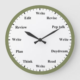 Redondo Grande Reloj del Escritor - Trabajo de Escritura Divertid
