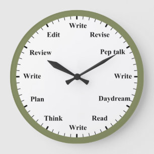Redondo Grande Reloj del Escritor - Trabajo de Escritura Divertid