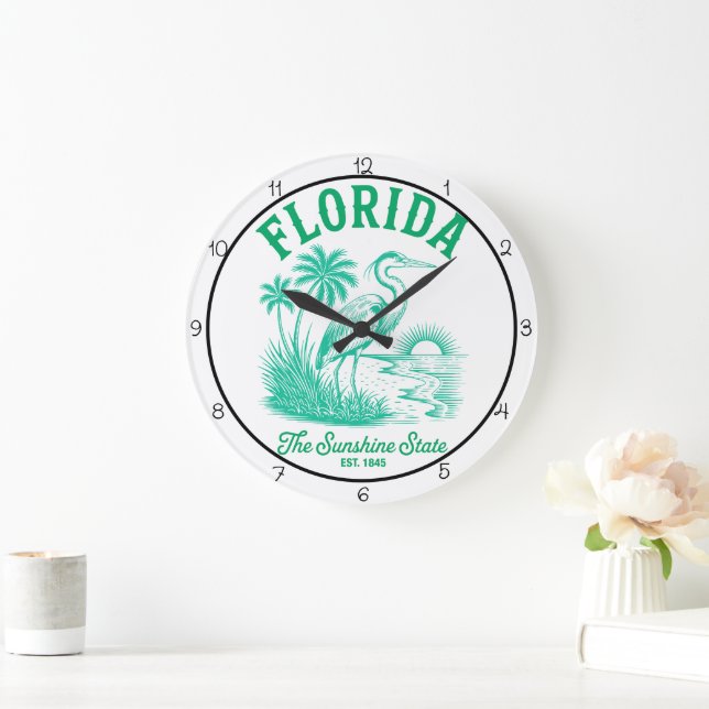 Redondo Grande Reloj del Estado Soleado de Florida (Hogar)