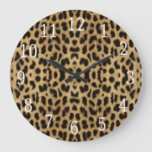 Redondo Grande Reloj del estampado leopardo