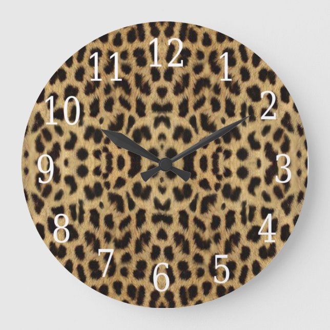 Redondo Grande Reloj del estampado leopardo (Anverso)