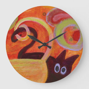 Redondo Grande reloj del gato