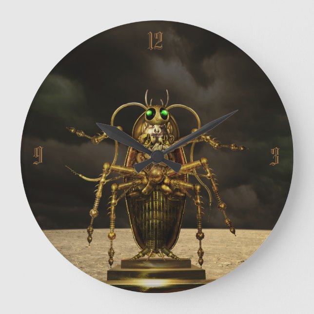 Redondo Grande Reloj del insecto de Steampunk (Anverso)