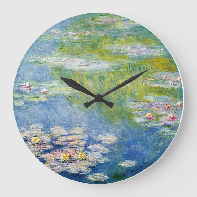 Redondo Grande Reloj del lirio de agua de Monet innumerable (Anverso)