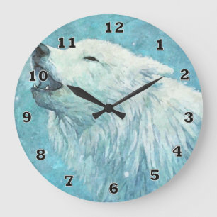 Redondo Grande Reloj del lobo del invierno