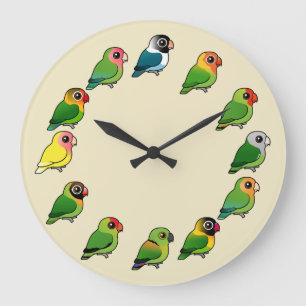 Redondo Grande Reloj del Lovebird