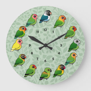 Redondo Grande Reloj del Lovebird