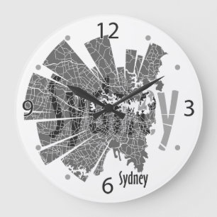 Redondo Grande Reloj del mapa de Sydney