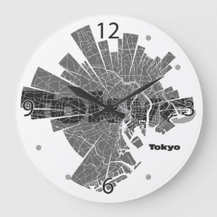 Redondo Grande Reloj del mapa de Tokio