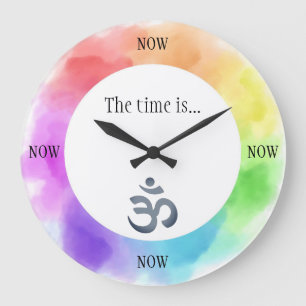 Redondo Grande Reloj del Mindfulness con Chakra y el fondo de OM