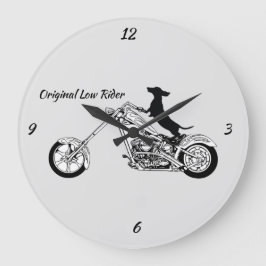 Redondo Grande Reloj del motociclista Dachshund Chopper