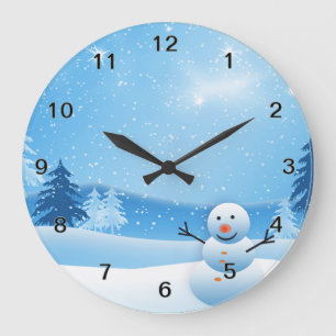 Redondo Grande Reloj del muñeco de nieve