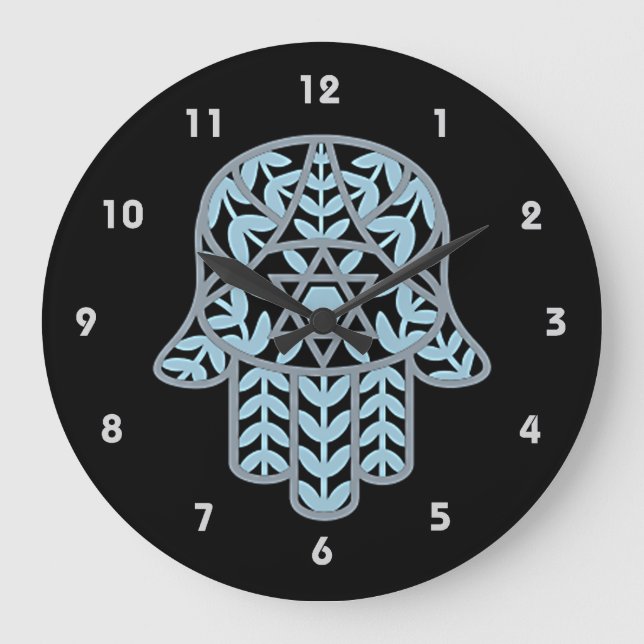 Redondo Grande Reloj del muro de Hamesh Hamsa (Anverso)