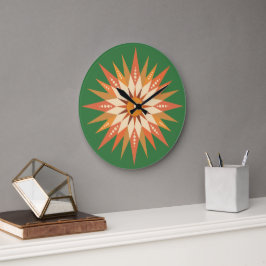 Redondo Grande Reloj del muro del Boho de Sunburst
