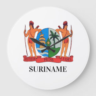 Redondo Grande Reloj del muro SURINAME con escudo de armas