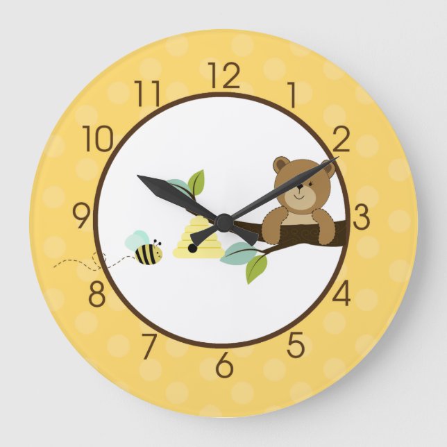 Redondo Grande Reloj del oso y de la abeja (Anverso)