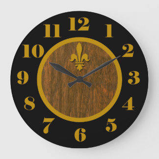 Redondo Grande Reloj del país francés - Fleur de Lis