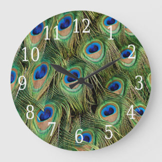 Redondo Grande Reloj del pavo real