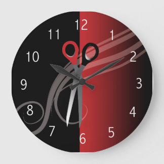 Redondo Grande Reloj del salón de pelo rojo y negro