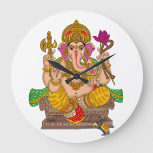 Redondo Grande Reloj del Señor Ganesha