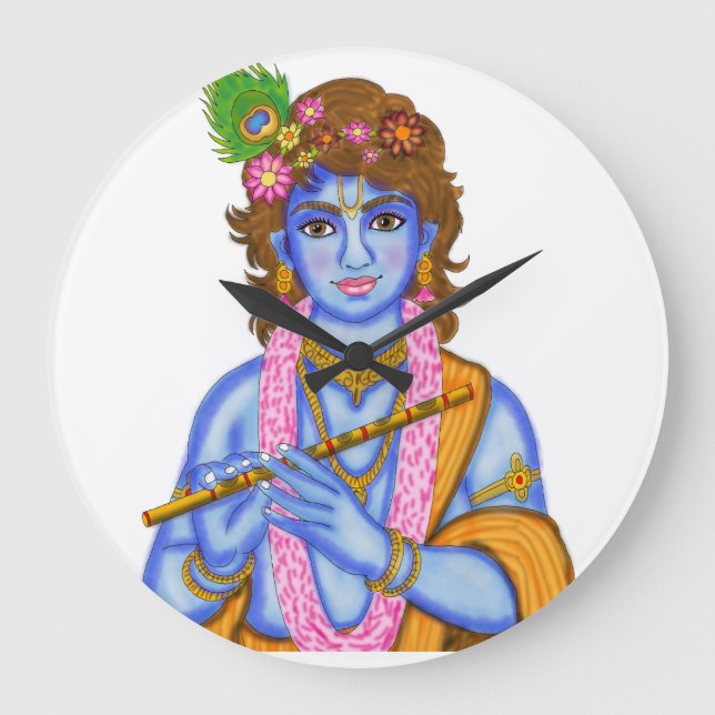 Redondo Grande Reloj del Señor Krishna (Anverso)