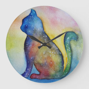 Redondo Grande Reloj del soñador del gato