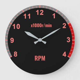 Redondo Grande Reloj del tacómetro de coche rojo para el garaje m