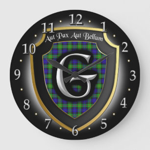 Redondo Grande Reloj del tartán de Gunn del clan