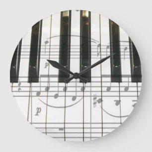 Redondo Grande Reloj del teclado de piano