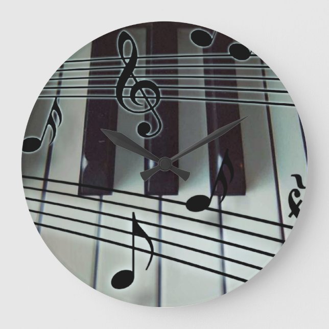 Redondo Grande Reloj del teclado de piano (Anverso)