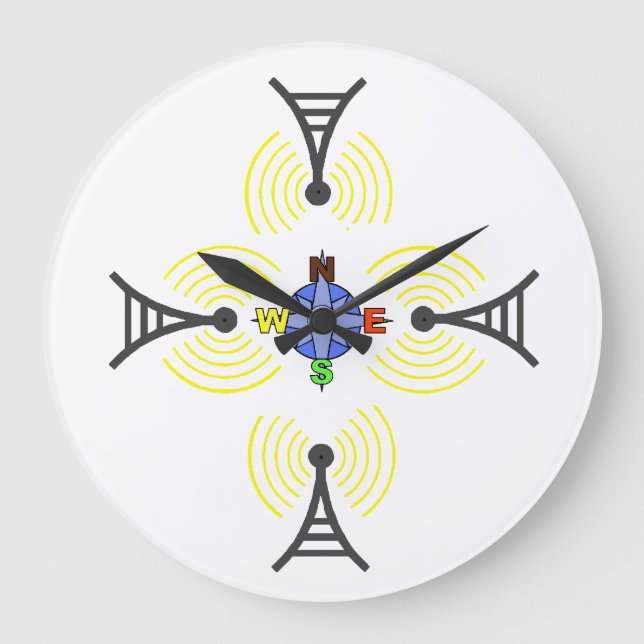 Redondo Grande Reloj del transmisor de radio Ham (Anverso)