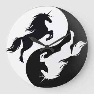 Redondo Grande Reloj del unicornio de Yin Yang
