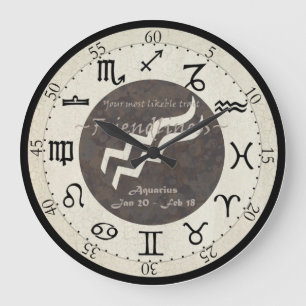 Redondo Grande Reloj del zodiaco - acuario
