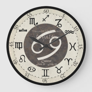 Redondo Grande Reloj del zodiaco - cáncer