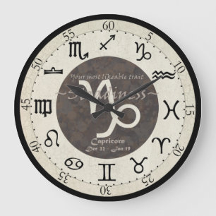 Redondo Grande Reloj del zodiaco - Capricornio